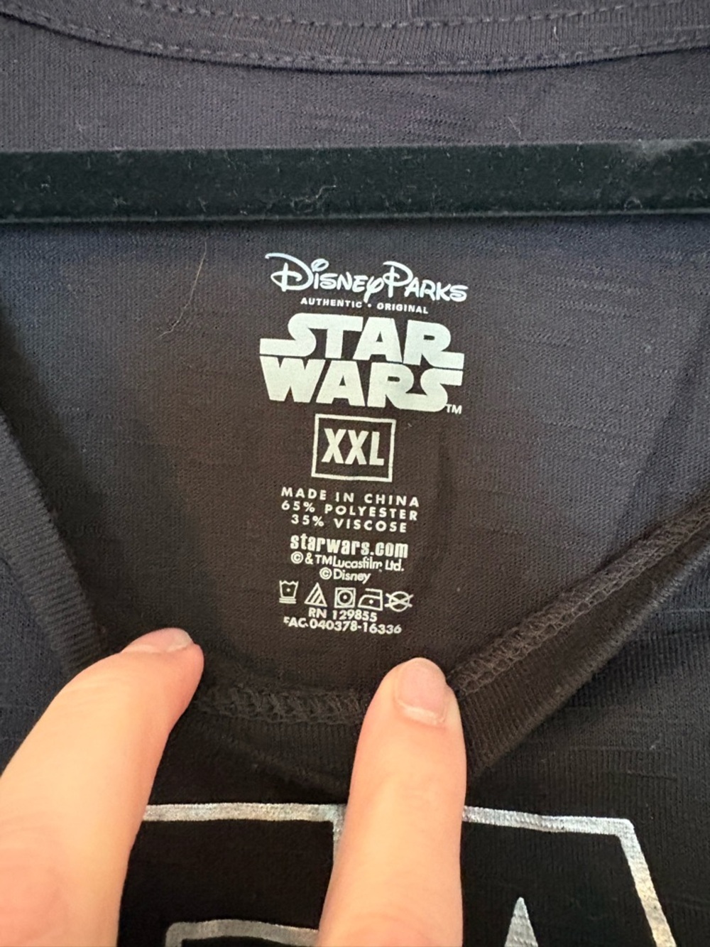 Star Wars Black Tee with Silver Metallic Sleeve Stripes - Picture 5 of 5